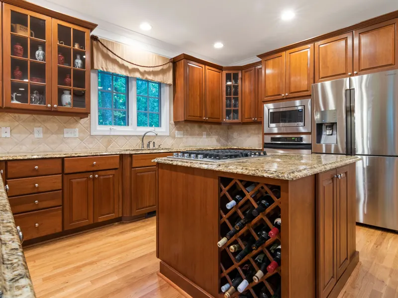 Custom kitchen island with built-in wine storage in Greenville, SC